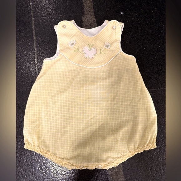 no brand Other - Vintage Yellow Gingham Baby Bubble Romper  3 Months